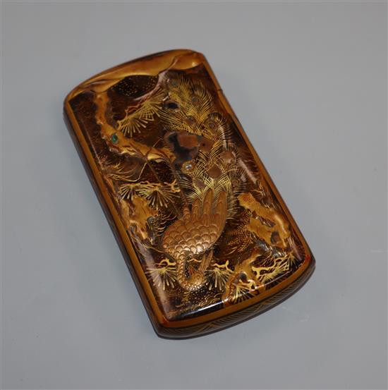 A Japanese laquered tortoiseshell cigar case